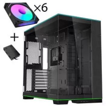 Lian Li O11 Dynamic EVO RGB PC korpuso rinkinys, Midi-Tower, ARGB, Grūdintas stiklas + 6x UNI FAN SL-INF atvirkštinio srauto ventiliatorius - juoda