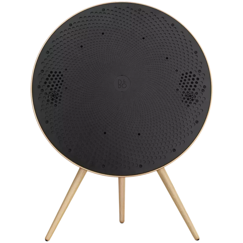 Beosound A9 5th Gen garsiakalbis aukso tono (nugara smėlio spalvos/dangtis auksinis/kojytės baltas ąžuolas)