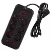 Maitinimo lizdų blokas MACLEAN MCE389 B — 6 lizdai, 4×USB-A + 1×USB-C, 110–240V, 2.1A, 2500W, 1.5 m laidas, juodas