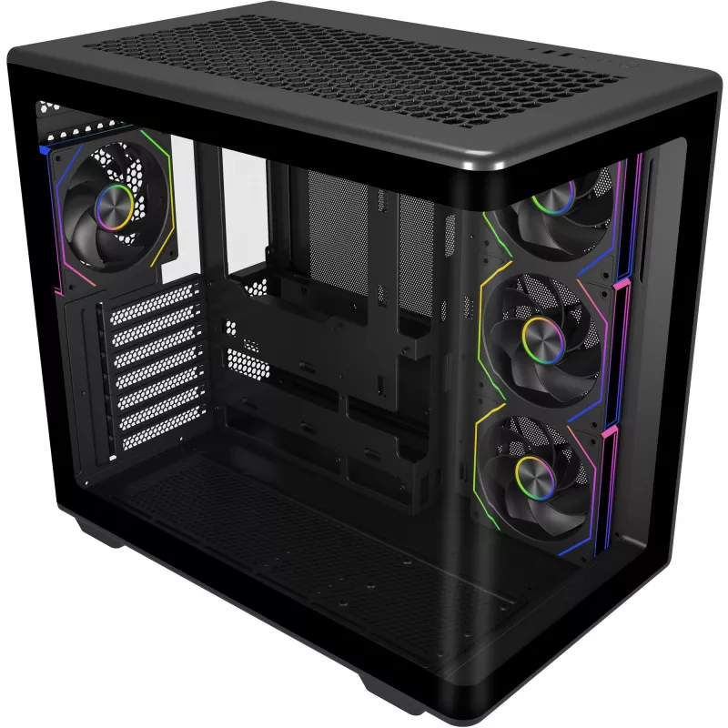 Elite 600 ARGB , korpusas Tower juodas, grūdintas stiklas x 2