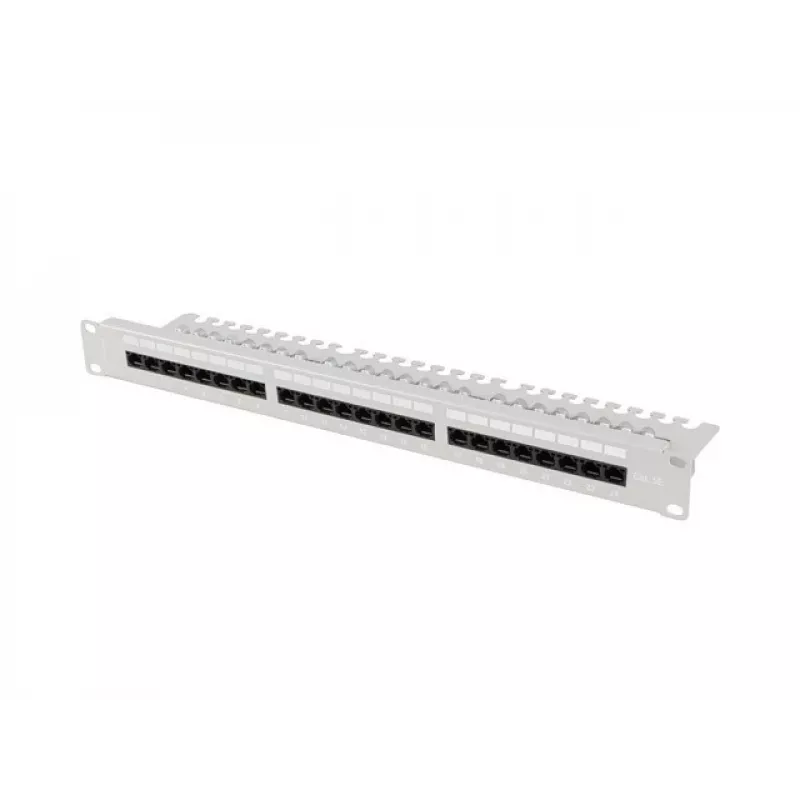 PATCH PANEL 24 PORT 1U 19 CAT.5E UTP SU KABELIŲ ORGANIZATORIUMI PILKAS LANBERG