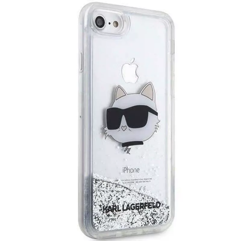 Karl Lagerfeld | Originalus dėklas IPHONE SE 2022/SE 2020/7/8 Karl Lagerfeld kietas dėklas su blizgučiais Choupette galva (KLHCI8LNCHCS)