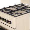 Dujinė-elektrinė viryklė MPM MPM-56-KRM-14, 56 cm, 4 dujų degikliai, elektrinė orkaitė, kreminė
