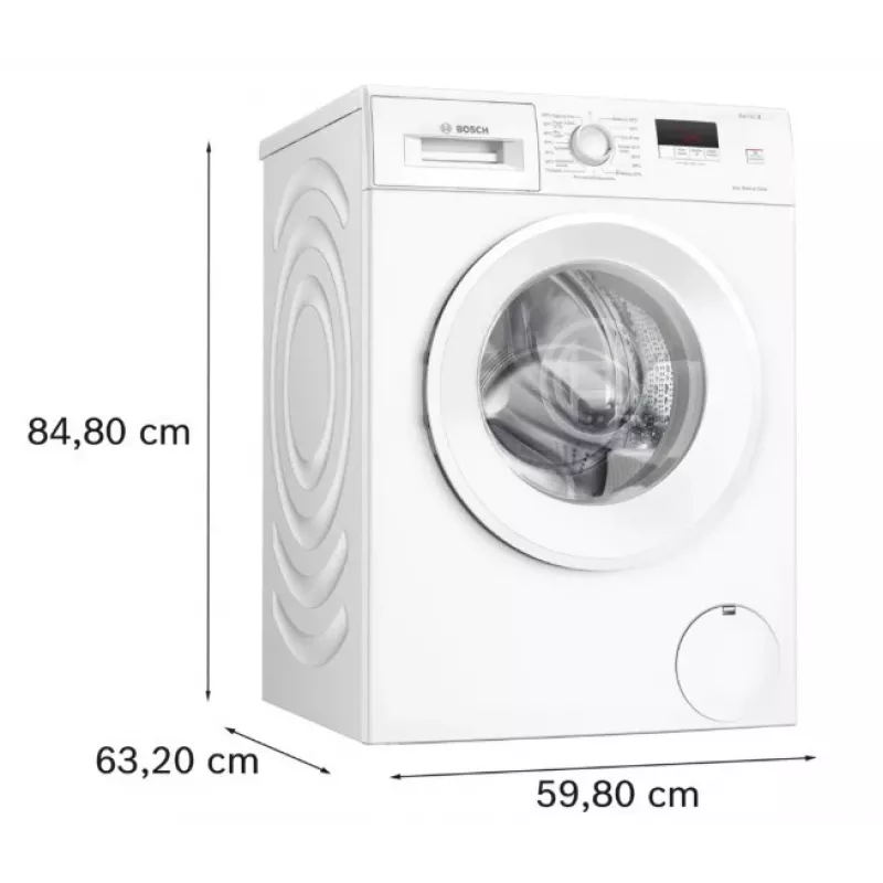 Priekinio pakrovimo skalbimo mašina Bosch WGE02201PL — 8 kg, 1200 aps./min., 55 l būgnas, LED ekranas, inverteris