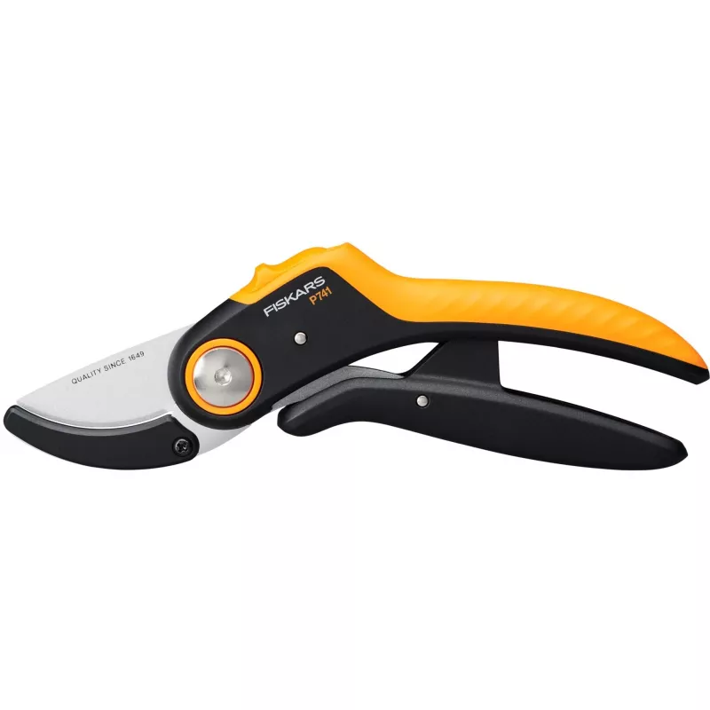 Genėjimo žirklės Fiskars Plus PowerLever Anvil juoda oranžinė