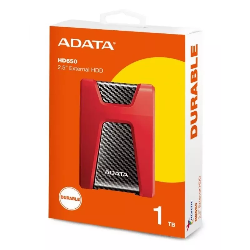 ADATA DashDrive Durable HD650 išorinis kietasis diskas 1 TB 2,5 colio USB 3.2 Gen 1 (3.1 Gen 1) Raudona