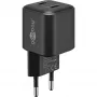 Sieninis įkroviklis GOOBAY 75333 — universalus vidaus AC USB-C įkroviklis, 2x USB-C, 35 W, juodas