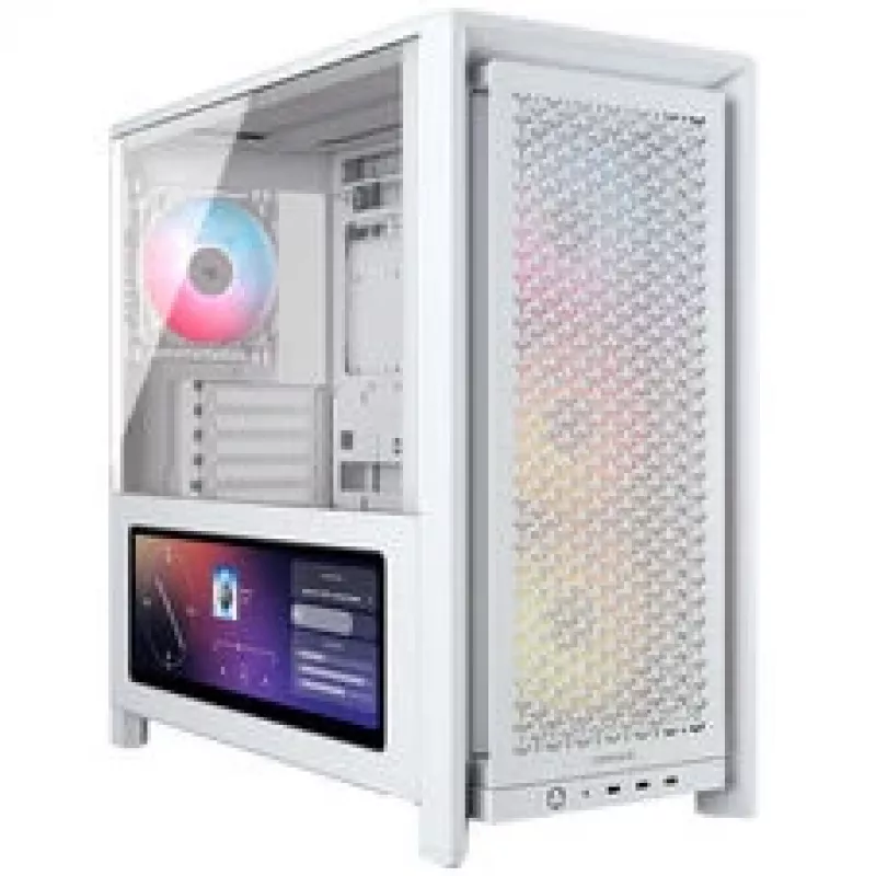 Corsair FRAME 4000D LCD RS PC korpusas, Midi-Tower, ATX, ARGB, grūdintas stiklas - balta