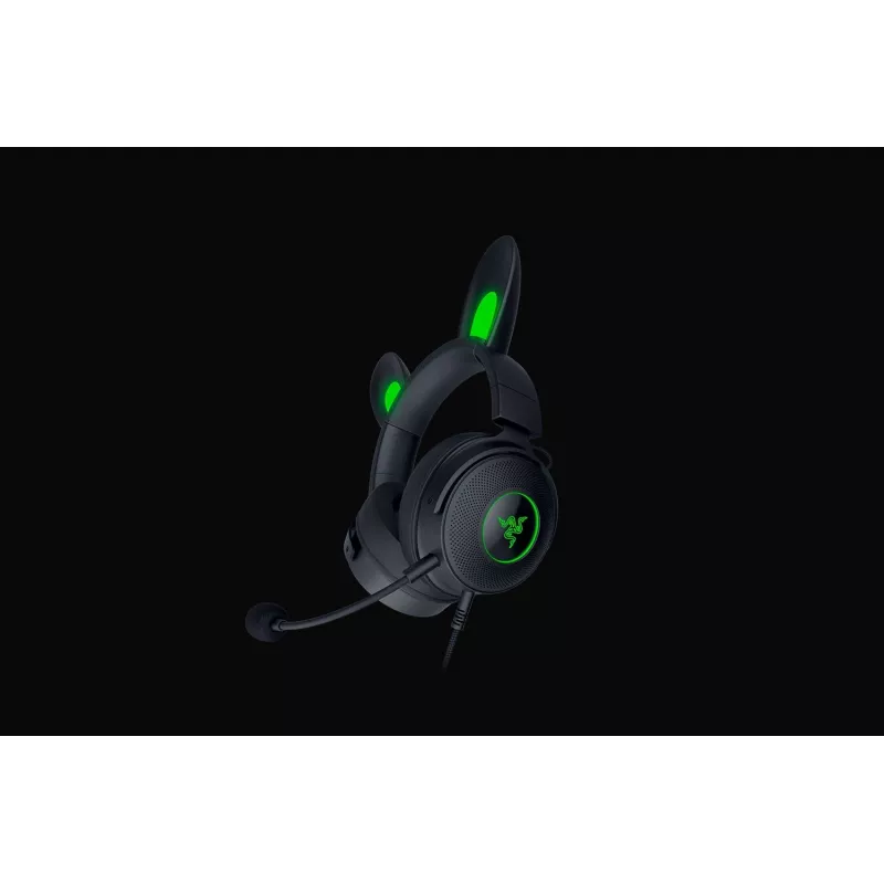 Razer Kraken V2 Pro Kitty Edition – laidinis ausinių komplektas, uždengiančios ausines, juodos spalvos, žaidimams