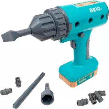Žaislinis belaidis atsuktuvas BRIO Builder modelis 63460000 — realistinio dizaino, baterijomis maitinamas žaidimų įrankis