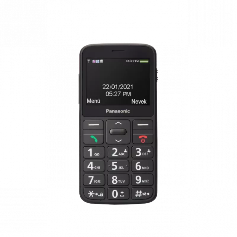 Mobilusis telefonas Panasonic KX-TU160 — 2,4 col. TFT, viena SIM, 2G, 320×240, Bluetooth, USB-C, 0,3 MP kamera, juodas