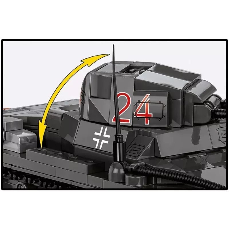 Statybinis rinkinys Cobi Panzer I Ausf. B – 654 detalės, detalus tanko modelio rinkinys
