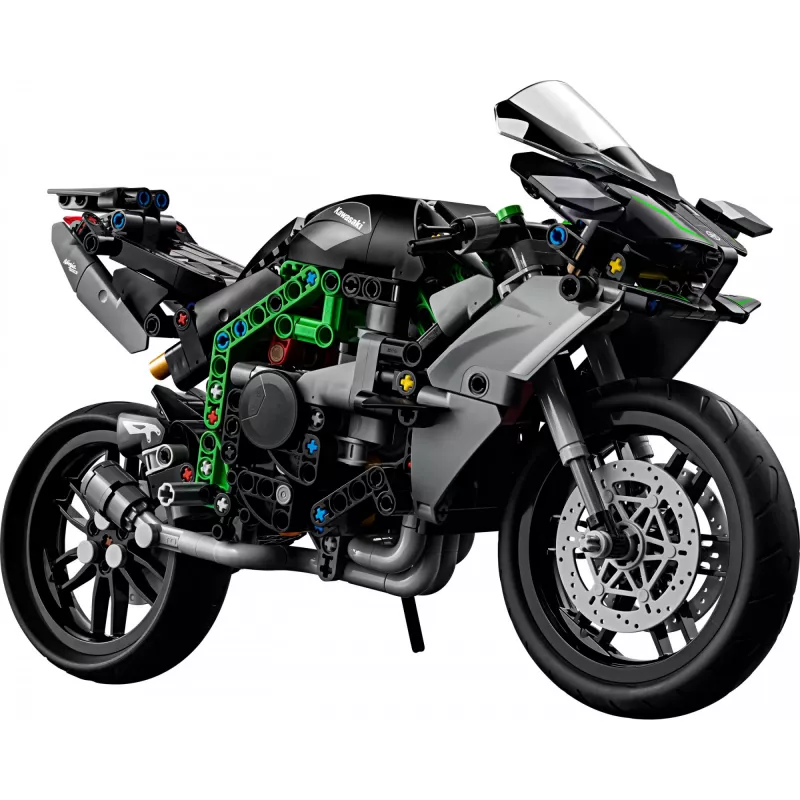 LEGO Technic motociklo modelis Kawasaki Ninja H2R 42170 — 1:1 mastelio kopija, 643 detalės, instrukcijų lapas, nuo 10 metų