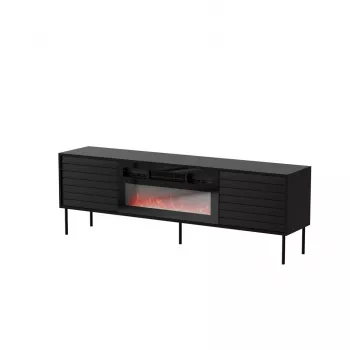 TV spintelė Cama Meble CORTINA 180x40x60 cm juoda su juodu židiniu