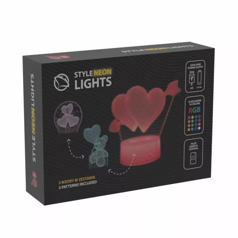 Manta SNL115RGB RGB 3D širdies formos dekoratyvinis LED lempos rinkinys