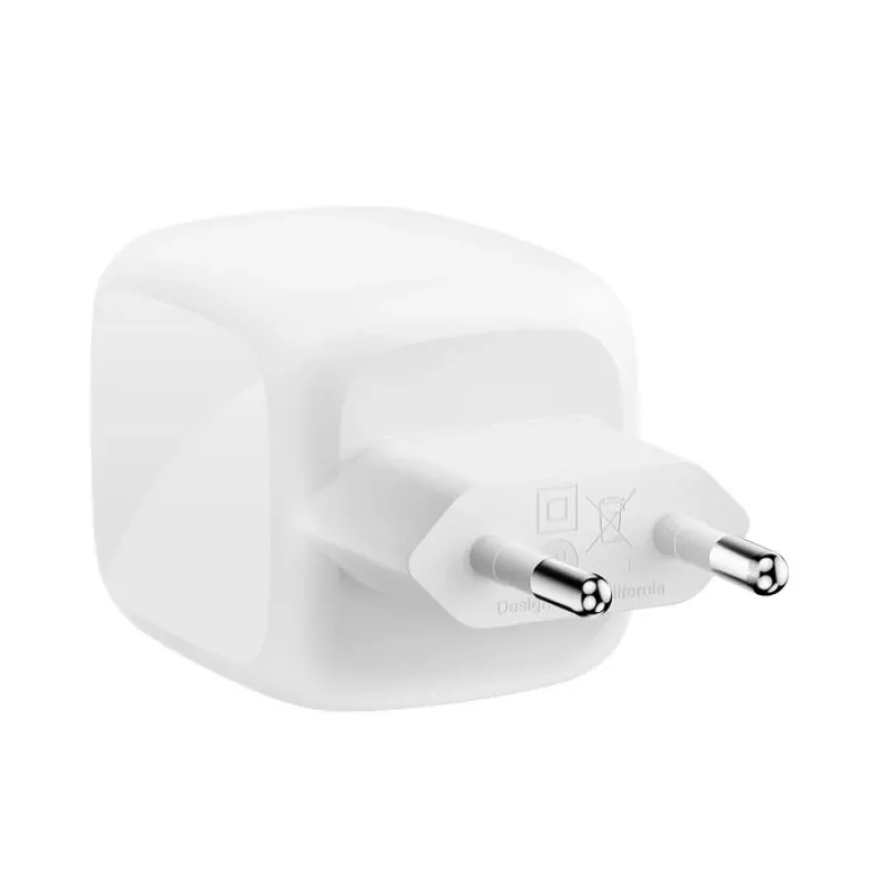 Vidinis kintamosios srovės greitasis įkroviklis Belkin WCH020KQ2MWH-B6 — 2x USB‑C, 2 m integruotas laidas, baltas