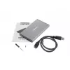Išorinio HDD/SSD korpusas NATEC Rhino GO — 2,5 colio SATA, 9,5 mm, USB 3.0, aliuminis, pilkas, iki 4 TB