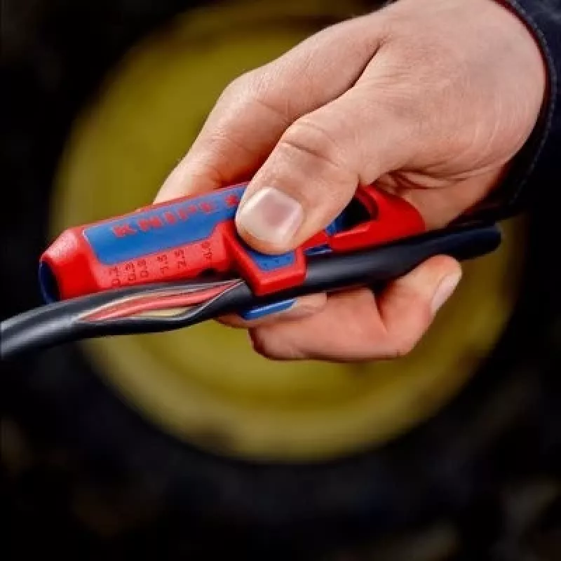 Izoliacijos nuėmimo įrankis Knipex ErgoStrip PV 16 95 03 fotovoltiniams kabeliams, reguliuojamas stabdiklis, ergonomiška rankena