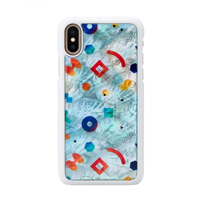 Telefono dėklas iKins, skirtas iPhone XS / iPhone X S – baltas poppin rock apsauginis galinis dangtelis