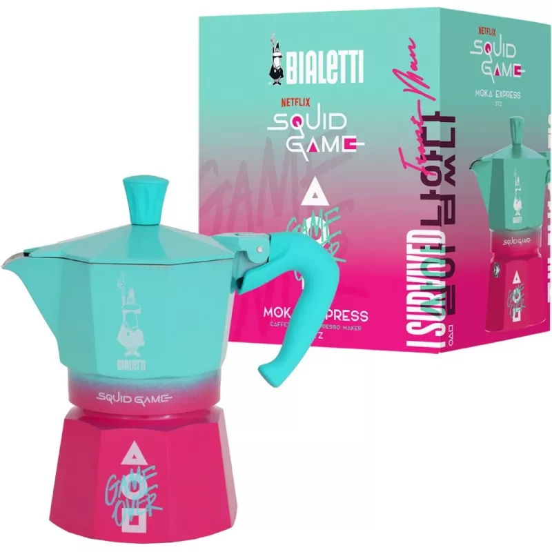 Moka pot Bialetti Squid Game mėlyna rožinė aliuminis