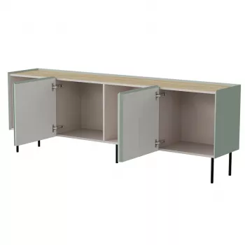 Komoda cama meble FELLINI 2000×400×700 mm, alyvuogių su aliejumi impregnuoto ąžuolo viršumi, MDF korpusas