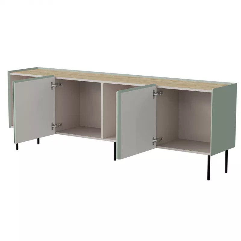 Komoda cama meble FELLINI 2000×400×700 mm, alyvuogių su aliejumi impregnuoto ąžuolo viršumi, MDF korpusas