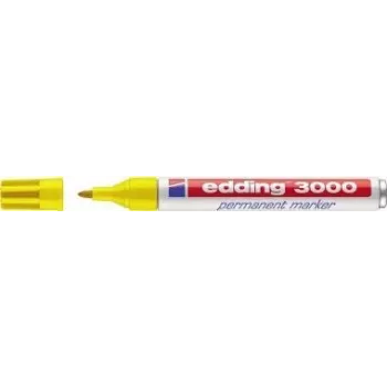 Edding 3000 permanentinis žymeklis su apvalia galvute, geltonas, 10 vnt.