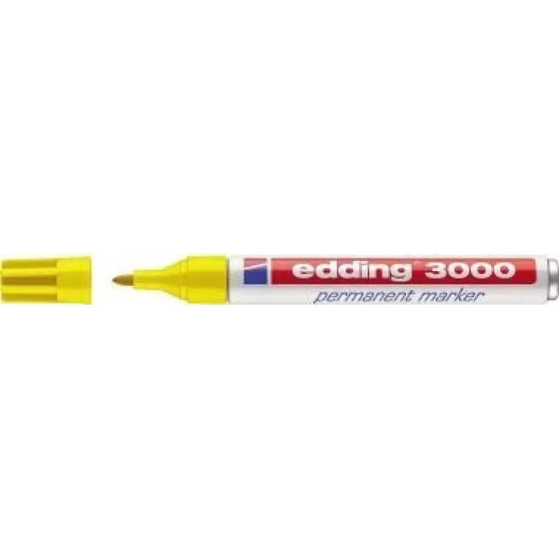 Edding 3000 permanentinis žymeklis su apvalia galvute, geltonas, 10 vnt.
