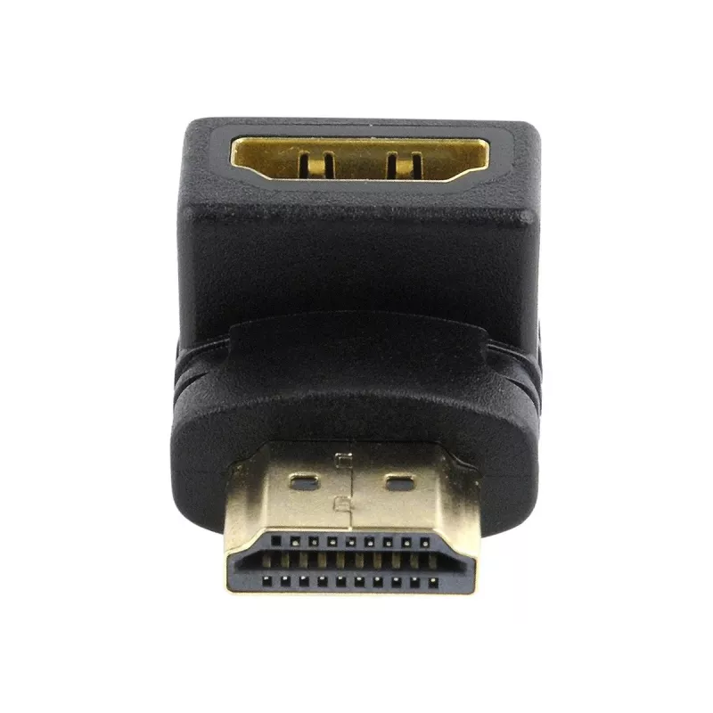 HDMI jungčių adapteris GEMBIRD A-HDMI90-FML, HDMI į HDMI, stačiakampis 90° adapteris, juodas