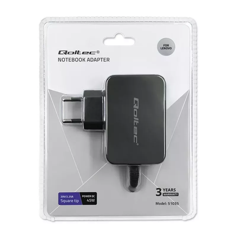 Maitinimo adapteris Qoltec 51035 45W vidaus naudojimui juodas 220-240V