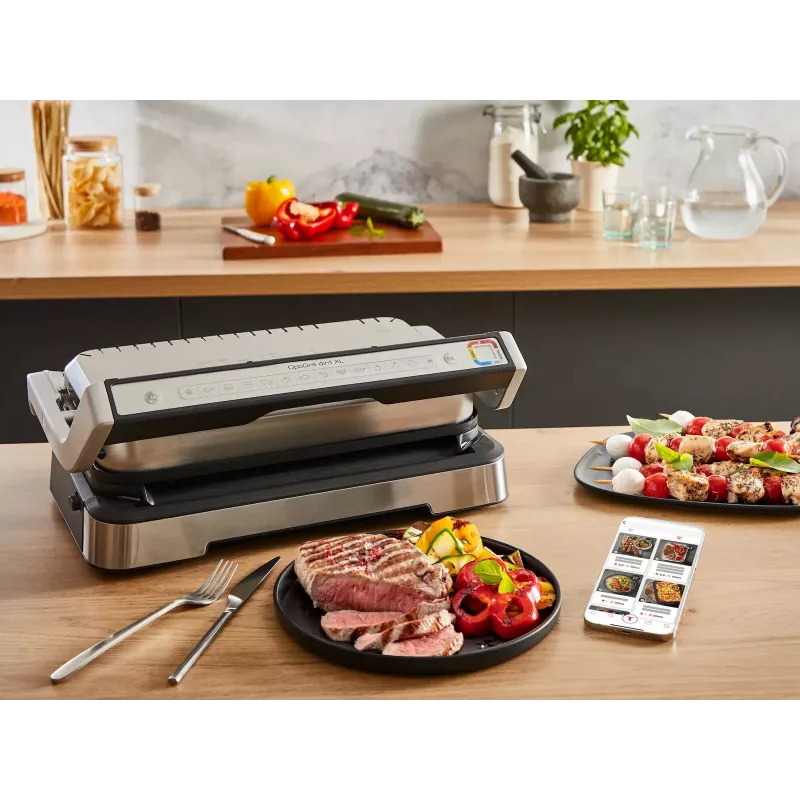 Elektrinė kontaktinė kepsninė Tefal OptiGrill+ XL nerūdijantis plienas — didelė talpa, automatinės kepimo programos