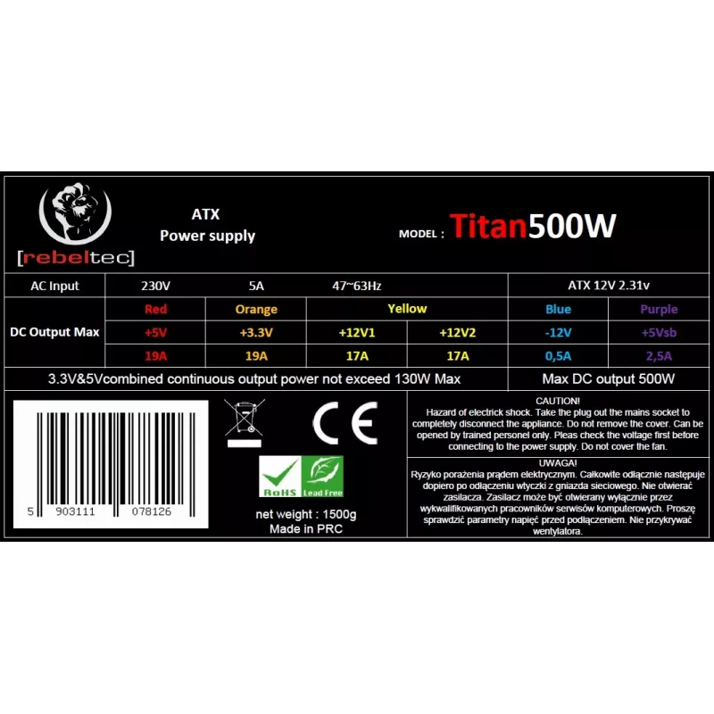 Maitinimo blokas ATX ver2.31 TITAN 500W