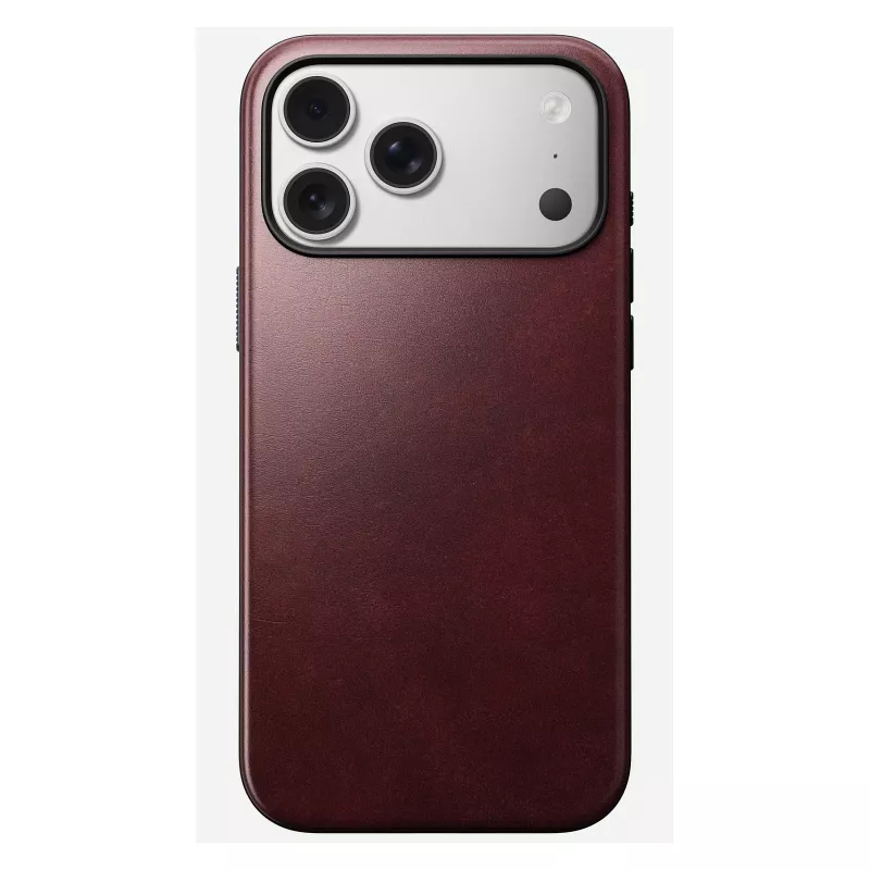 Odinis dėklas Nomad Modern skirtas iPhone 17 Pro Max (6,9 col.) — Burgundiška spalva, oda+TPU+PC