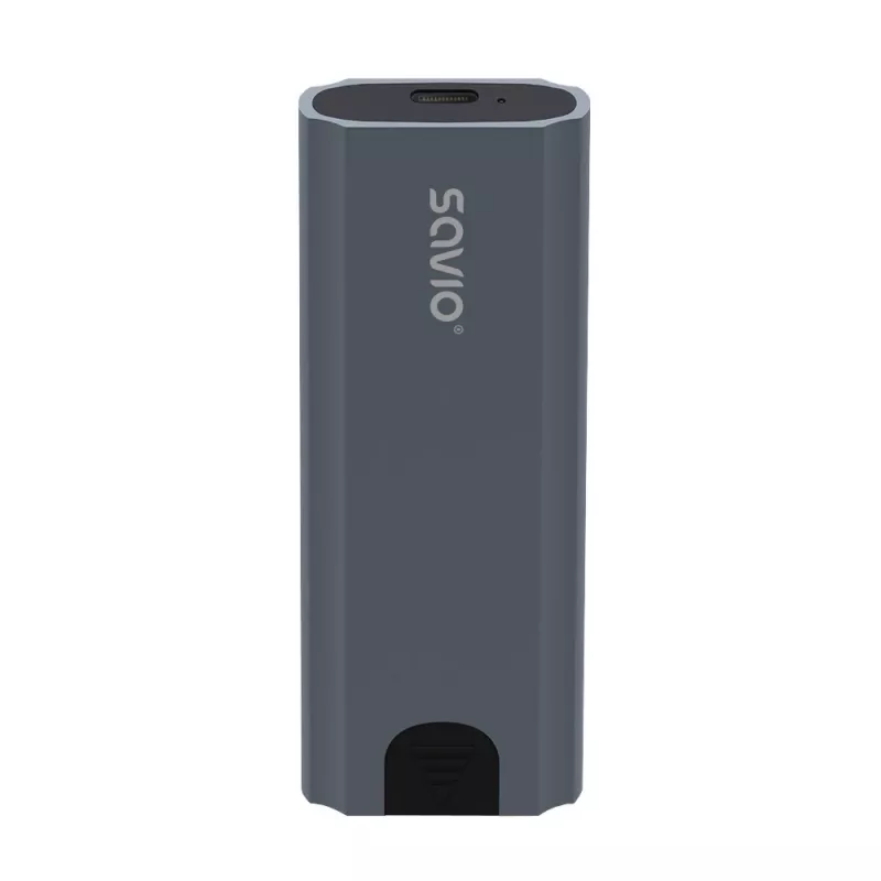 M.2 SSD korpusas SAVIO AK-67 pilkas, USB 10 Gbit/s, vieno M.2 disko palaikymas