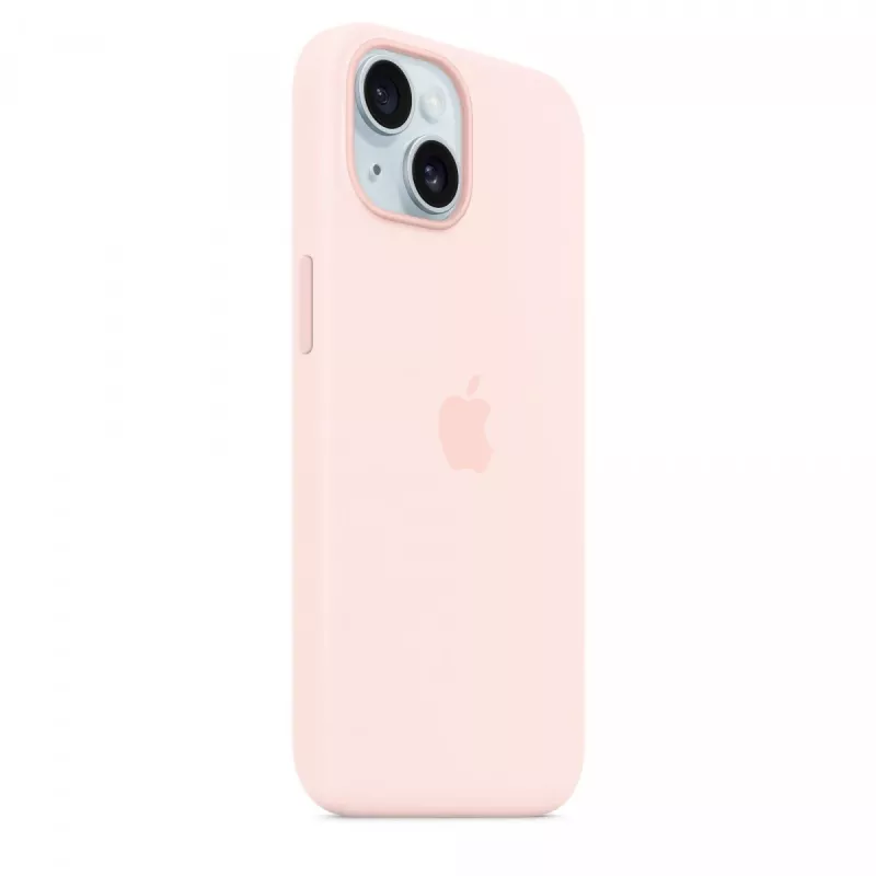 Silikoninis dėklas su „MagSafe“ „iPhone 15“ – šviesiai rožinis