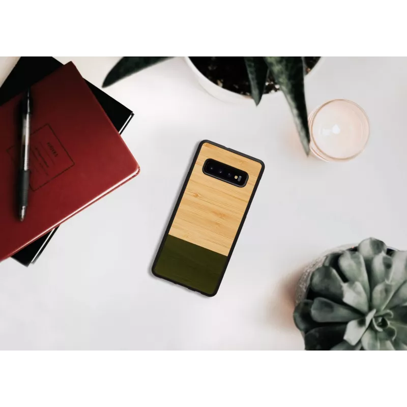 man and wood telefono dėklas Samsung Galaxy S10 Plus — bambukų miškas, juodas