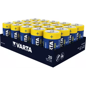 VARTA šarminė baterija C R14 Industrial PRO 20 yra standartinė šarminė baterija iš Varta. Pagrindiniai bruožai: baterijos tipas, dydis C ir kiekis pakuotėje – 20 vnt.