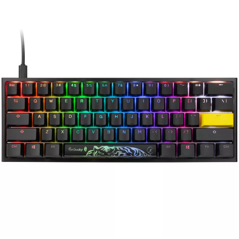 “Mechaninė žaidimų klaviatūra ”“Ducky One 2 Pro Mini RGB LED Cherry Brown””, 60% išdėstymas”