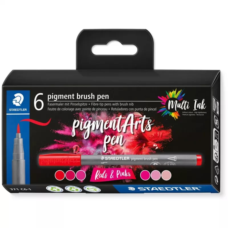 Brush Pen Staedtler Pigment Arts Raudona ir Rožinė 6 vnt.