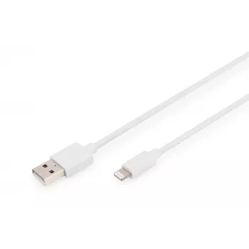 DIGITUS - Lightning kabelis - Lightning (M) į USB (M) - 1,0 m - Dviguba izoliacija - Baltas - Lietas - skirta Apple iPad/iPhone/iPod (Lightning) (DB-600106-010-W)