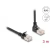 Tinklo kabelis DeLOCK RJ45 Cat.6A S/FTP plonas 90° 3 m juodas