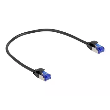 Tinklo kabelis DeLOCK RJ45 Cat.6A S/FTP plonas 0,25 m juodas