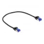 Tinklo kabelis DeLOCK RJ45 Cat.6A S/FTP plonas 0,25 m juodas