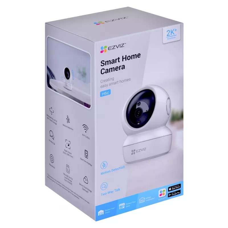 IP apsaugos kamera EZVIZ H6c 1920 x 1080, patalpų sferinė, Wi‑Fi ir Ethernet, 4 mm objektyvas, 360° apžvalga, microSD iki 256 GB
