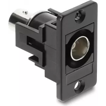 Skydo montavimo BNC adapteris DELOCK 91107 — BNC lizdas į BNC lizdą, juodas