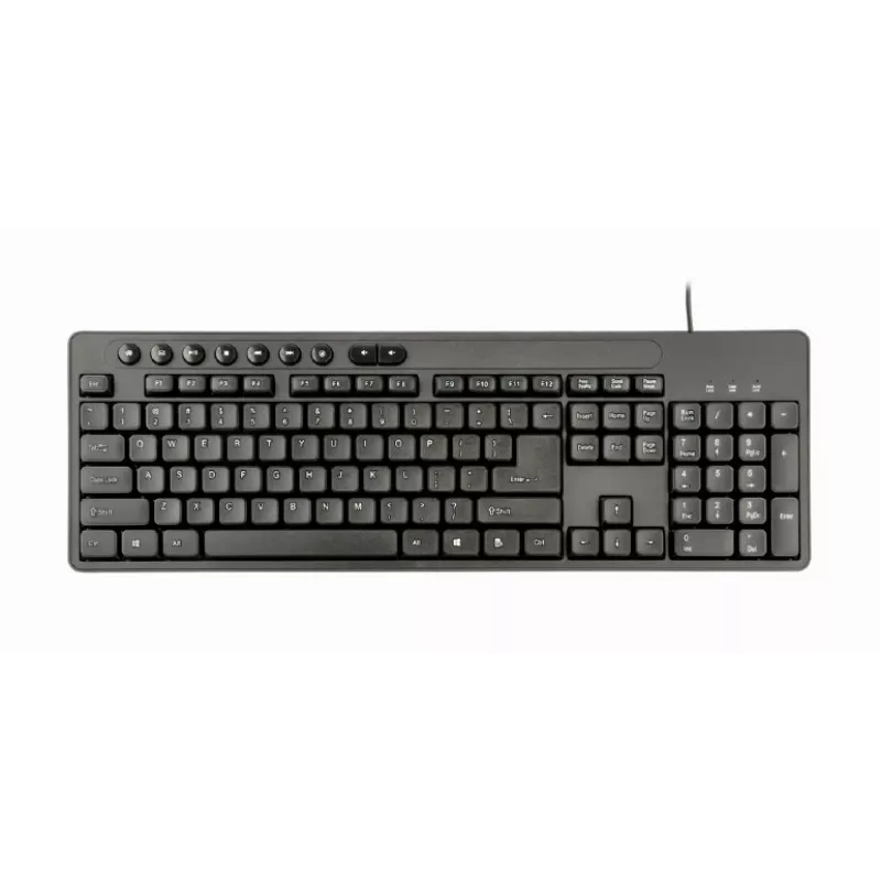 Laidinis pilno dydžio klaviatūra Gembird KBS-UM-04 USB QWERTY US English su pele, juoda, 1,5 m laidas