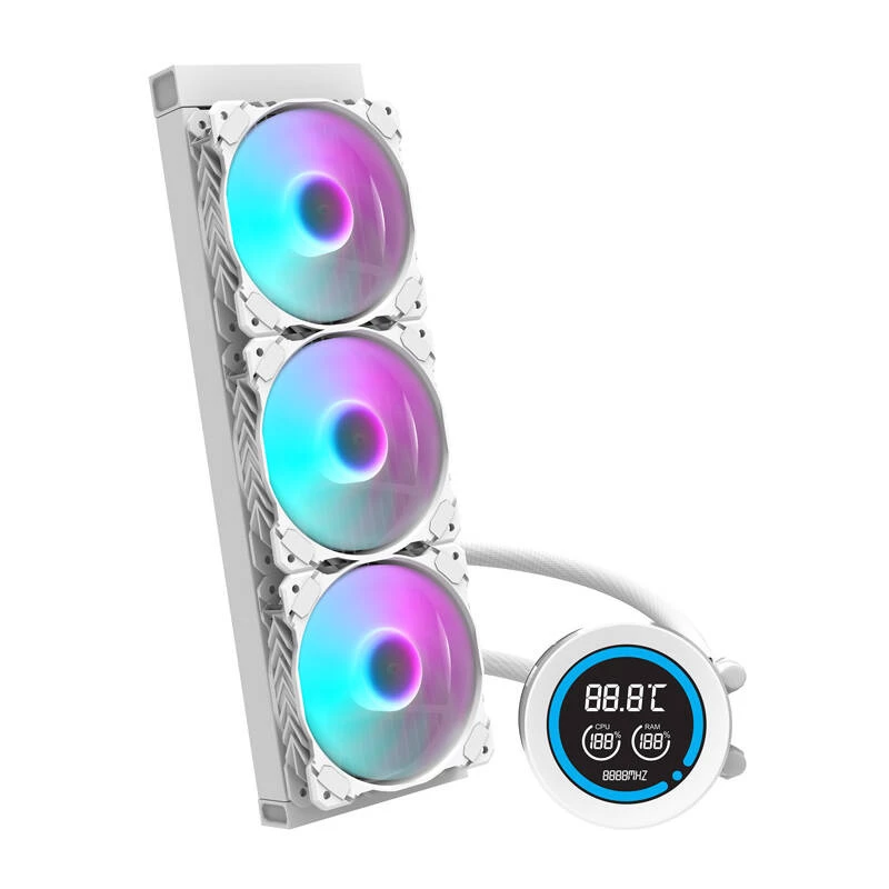 360 mm kompiuterio radiatorius Darkflash DN-D360 WHITE — 360 mm aušinimo radiatorius skysčiu aušinamiems kompiuteriams