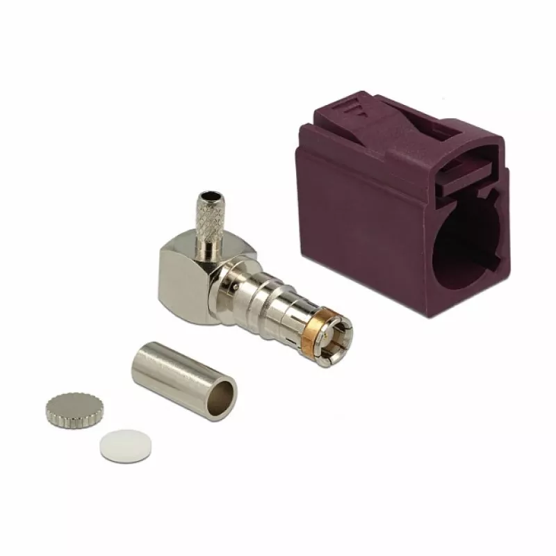 Koaksialinė jungtis DELOCK 89716 — FAKRA D kištukas, 90° kampinė, 13,8×21,5×9,5 mm