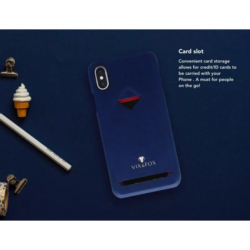 Kortelių lizdo galinis korpusas VixFox, skirtas Samsung S9, tamsiai mėlynas, apsauginis telefono galinis dangtelis su kortelių kišene