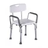 Dušo kėdė ActionMed KP300AM su atlošu ir porankiais, polipropilenas, reguliuojamas aukštis 43–56 cm, sėdynė 40×33 cm, maks. naudotojo svoris 110 kg